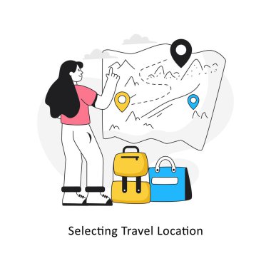 Seyahat Konumu Düz Biçim Tasarım Vektörü illüstrasyonu Seçiliyor. Stok illüstrasyonu