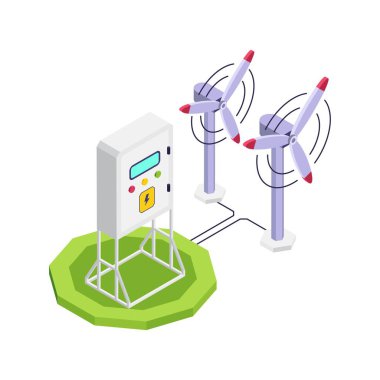 Elektrik Enerjisi izometrik vektör çizimi.