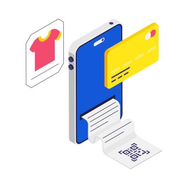 Para Cüzdanı izometrik vektör çizimi.