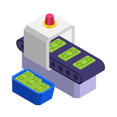 İzometrik vektör çizimi yapan para.