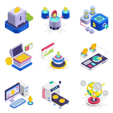 Fintech izometrik vektör çizimi 3