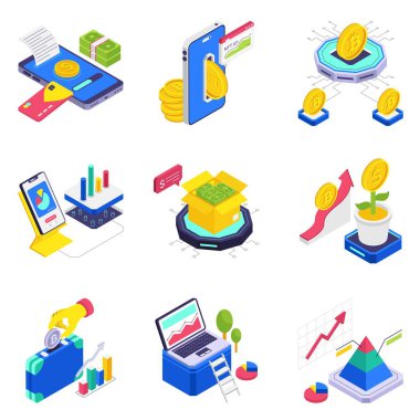 Fintech izometrik vektör çizimi 7