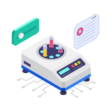 Laboratuvar Ölçeklendirmesi izometrik vektör çizimi.