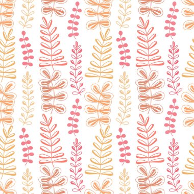 Çiçek dikişsiz desen. Sıcak renklerde bahar vektör arka plan. Tekstil baskı, keten süs veya ambalaj tasarımı.