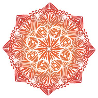 Süs geometrik Mandala. Halı süs deseni. Turuncu renkte iç mandala baskı. Tropikal yaz tasarımı için Parlak Logo.