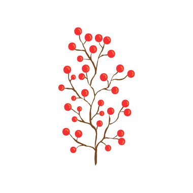 Çilek ile dal. Baskı tasarım dekorasyonu. Sevimli doodle etiket