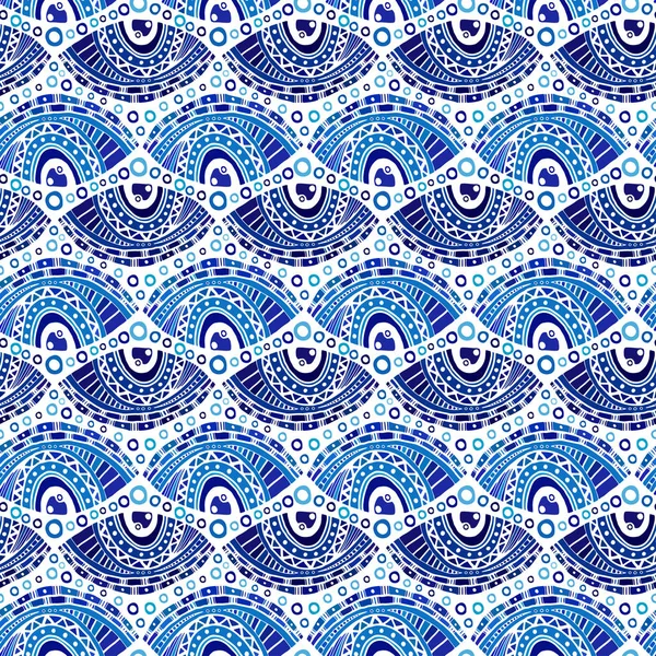 Bezproblémový vzor s modrými oči. Asijský bezproblémové schéma pro textilní, balicí a Tapetový design. Kouzelná ozdoba. Textilní módní tisk. — Stockový vektor