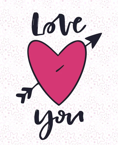 Liebe dich drucken. handschriftliches Grußkartendesign. Poster für schöne Valentin-Dekoration. Kalligrafischer Kunstdruck. — Stockvektor