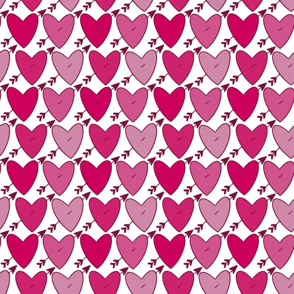 ハートパターンの背景。ピンクのハートシームレスなパターン。かわいいプリントキッズクロステキスタイルデザイン. — ストックベクタ