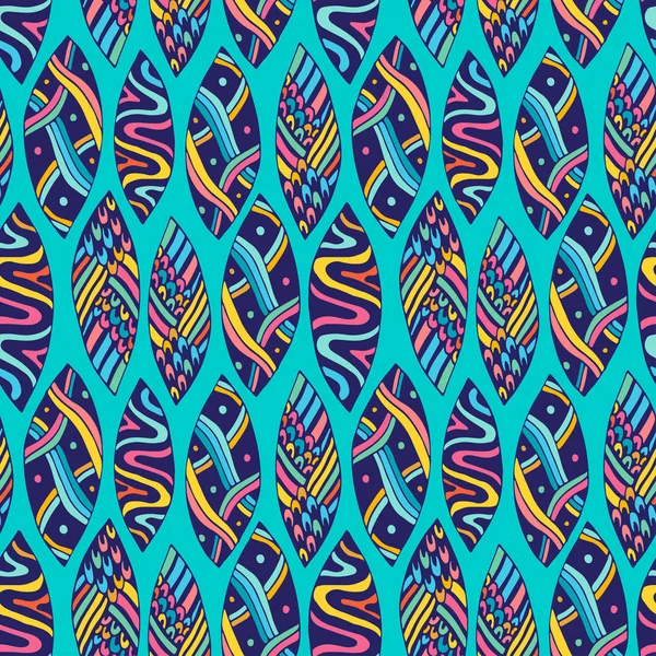 Vector naadloze patroon. Moderne sieraad in blauwe achtergrond. Geometrische abstracte print voor textiel en behang design. — Stockvector