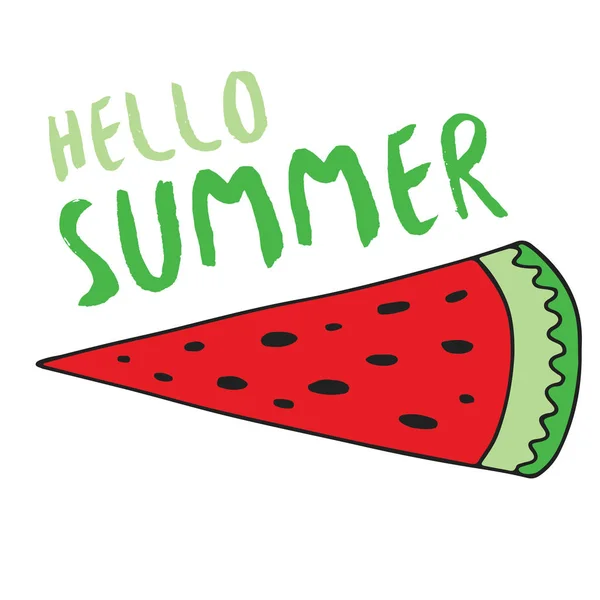 Hallo Sommer Banner mit Wassermelone. inspirierendes Plakat und Karte, Druck für Textilien. — Stockvektor