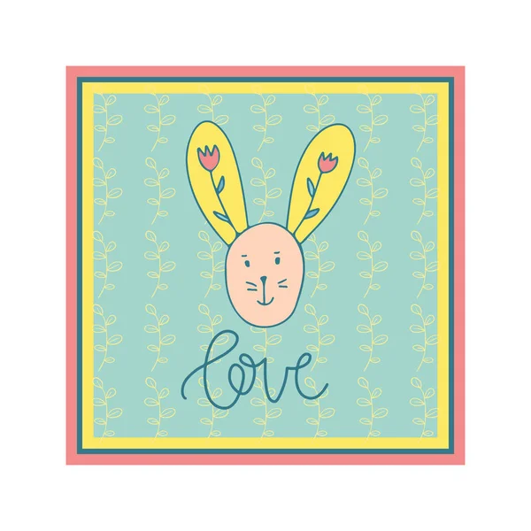 Cute ręcznie rysowane królika. Powitanie karta pod kątem zaproszenie, uratować ten datować, Walentynki. — Wektor stockowy