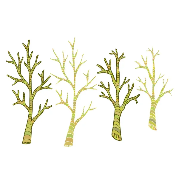Větve stromů. Ručně nakreslený tisk. Rustikální design. — Stockový vektor