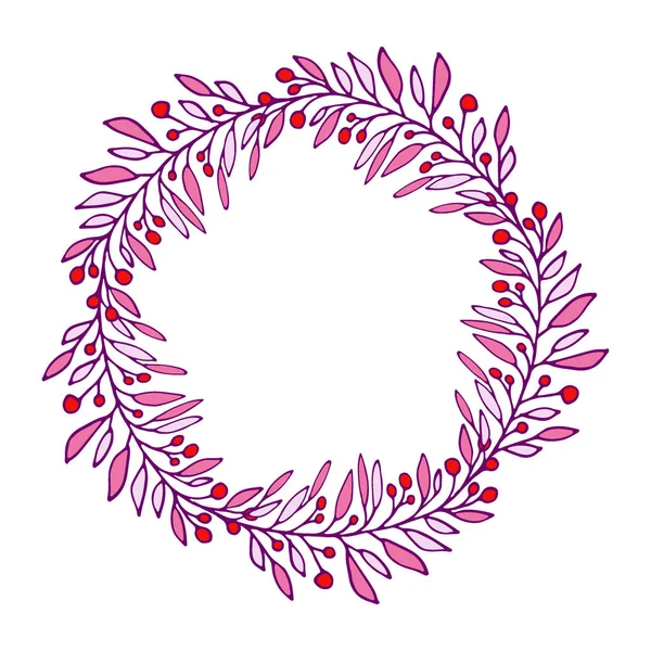 Szczęśliwego letniego wieniec. Ilustracja wektorowa. Różowa rama dekoracyjna. — Wektor stockowy