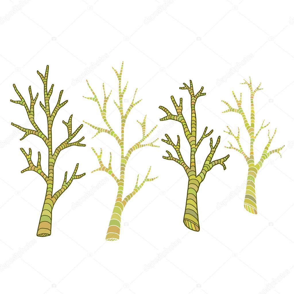 Tree branches . Hand drawn print. Sticker rustic design
