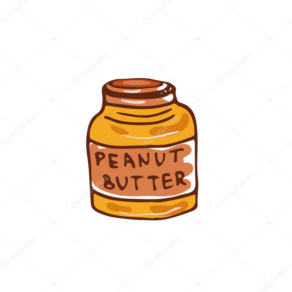 Peanur butter jar. Vector icon. Hand drawn illustration