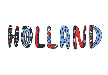 Hollanda doodle Harfler. El harfli baskı. Vektör tipografik tasarım.