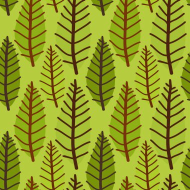 Yeşil ağaçlarla desen. Bahar sorunsuz arka plan. Vektör çizimi.
