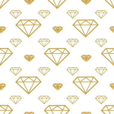 Elmaslar dikişsiz desen. Vektör altın parlak arka plan. Moda sarma veya kumaş deseni.