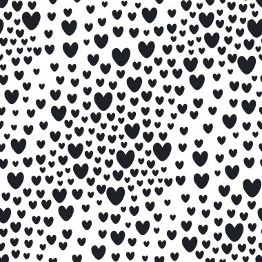 Hearts siyah ve beyaz desen vektör arka plan. Sevgililer Günü sorunsuz desen