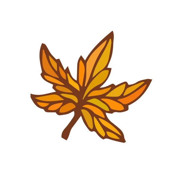 Maple leaf icon. Hand drawn print. Sticker design. — Stock Vector