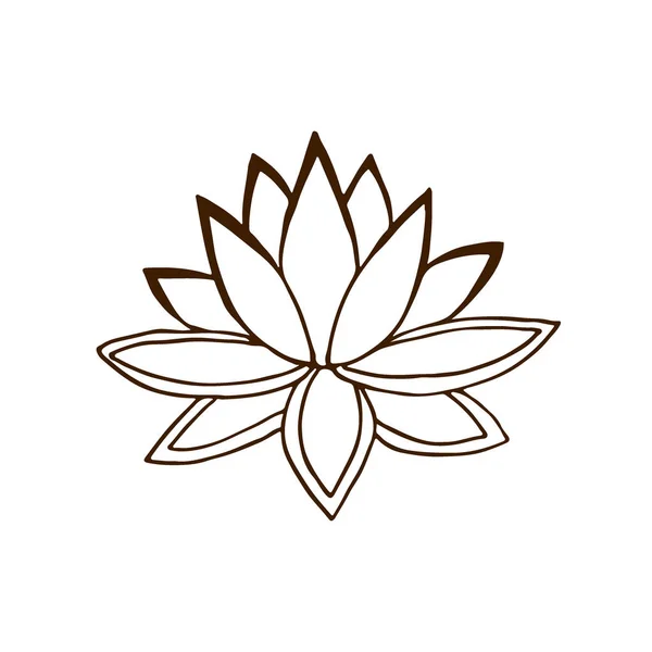 Flor de lótus. Logotipo de mão dran. Ilustração vetorial de verão —  Vetores de Stock
