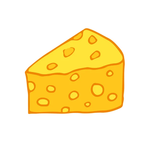 Icono de dibujos animados de queso. Insignia de garabato de comida. Impresión vectorial divertida . — Vector de stock