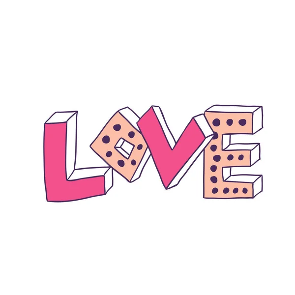 Letras vectoriales de amor. Diseño de estampado de camiseta. Pegatina de garabato lindo — Vector de stock