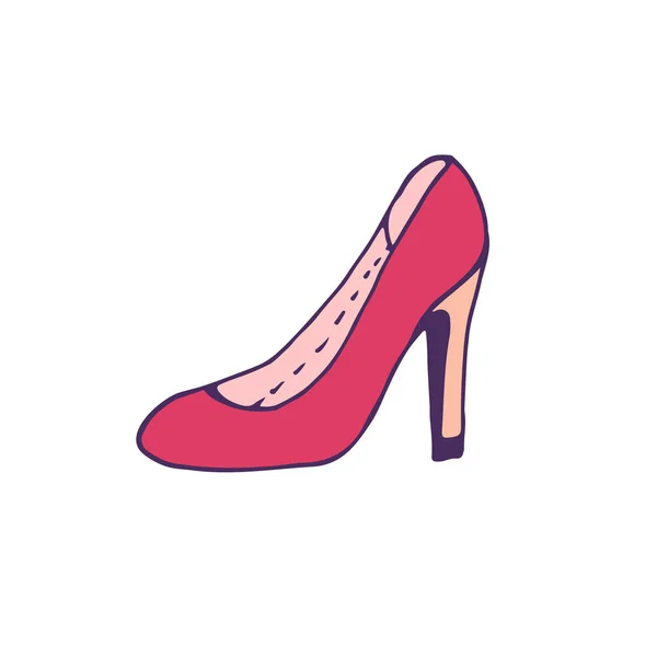 Impronta di scarpe moda. Cartoon doodle badge. Stampa vettoriale girly . — Vettoriale Stock
