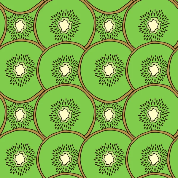 Nahtloses Kiwi-Muster. Vektorillustration für Speisekarte, Hintergrundbilder und Sammelalbum. — Stockvektor