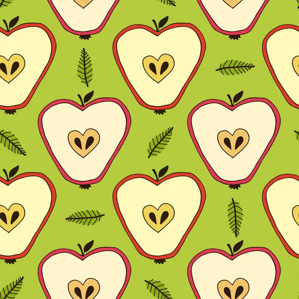 Patrón sin costuras con manzanas en el fondo blanco. Ilustración vectorial . — Vector de stock