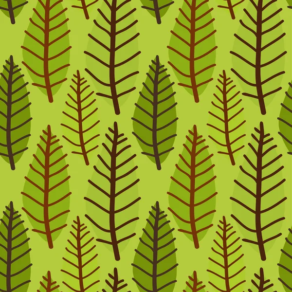 Motif avec des arbres verts. Printemps fond sans couture. Illustration vectorielle . — Image vectorielle