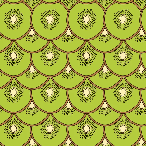 Patrón de vector de fruta kiwi sin costuras. Ilustración para menú, fondos de pantalla y álbum de recortes — Vector de stock