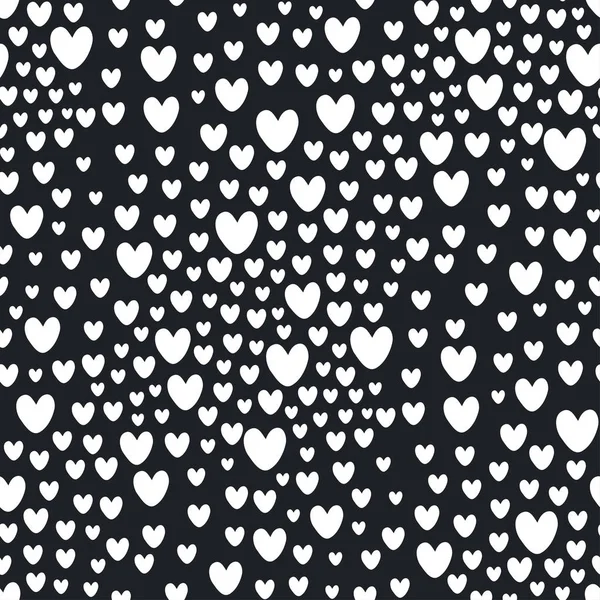 Herzen monochromen Muster Vektor Hintergrund. Valentinstag nahtloses Muster — Stockvektor