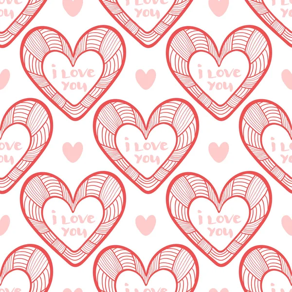 Patrón de Valentín envolviendo con corazones. Textura vectorial para el diseño de envases — Vector de stock