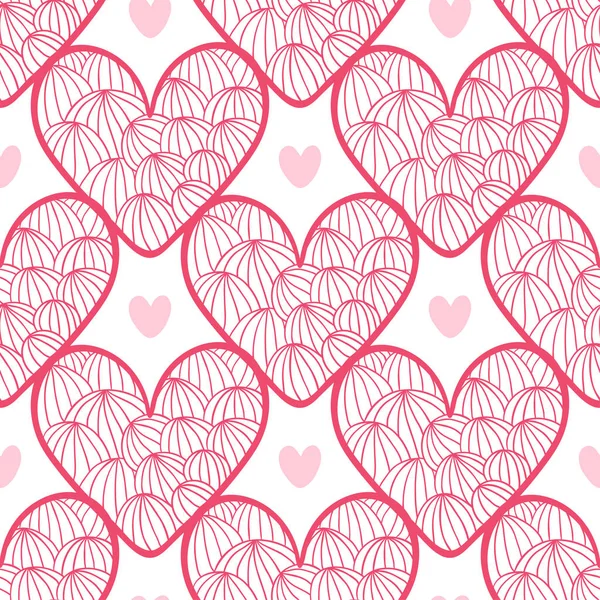 Padrão de envolvimento Valentines com corações ornamento. Textura vetorial para design têxtil — Vetor de Stock