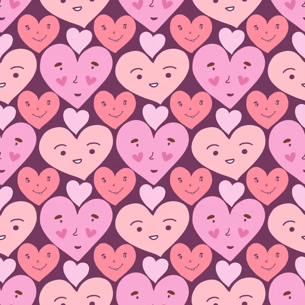 Corazones patrón sin costuras. Dulce textura de garabato. Papel textil para imprimir o envolver. Diseño de embalaje divertido. Fondo día de San Valentín . — Vector de stock