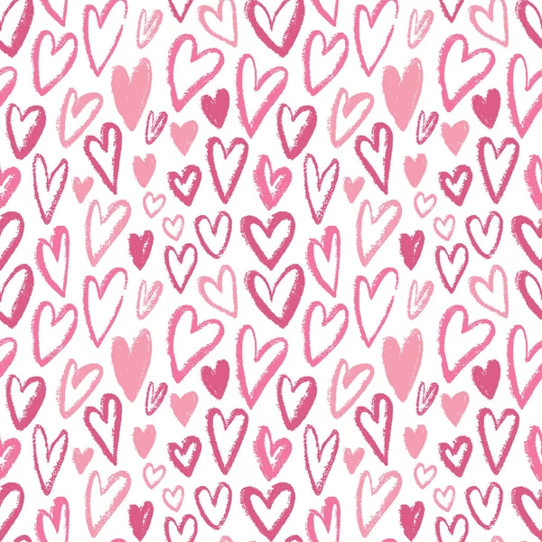 매끄러운 하트 패턴. 벡터 반복 텍스처입니다. 포장지, 어린이 섬유 디자인 또는 패션 프린트를위한 분홍색 장식. 발렌타인 데이 또는 웨딩 장식. — 스톡 벡터