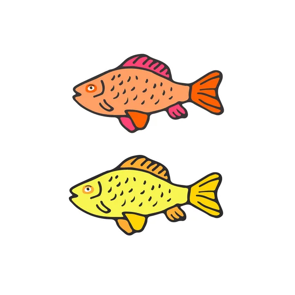 Poissons vecteurs d'aquarium. Illustration imprimée d'art. Tirage d'art enfants — Image vectorielle