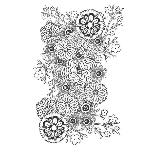 Livre de coloriage adulte. ornement motif floral. Décoration design imprimable . — Image vectorielle