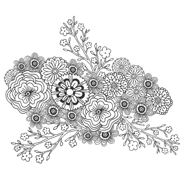 Livre de coloriage adulte. Ornement vectoriel floral. Décoration design imprimable . — Image vectorielle