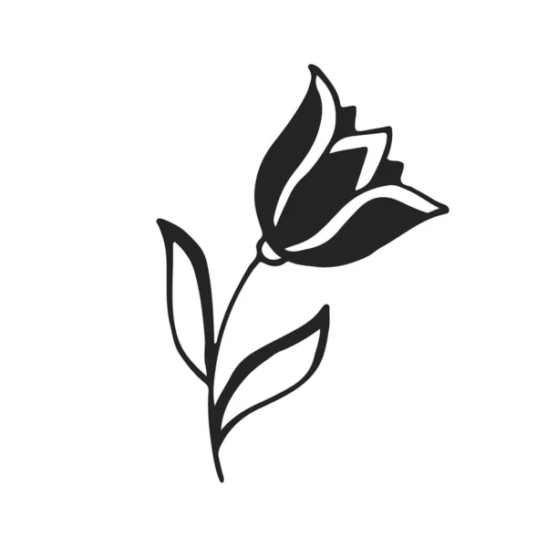 Tulipán arte tatuaje. Camiseta de diseño impreso. Silueta vector flor . — Archivo Imágenes Vectoriales