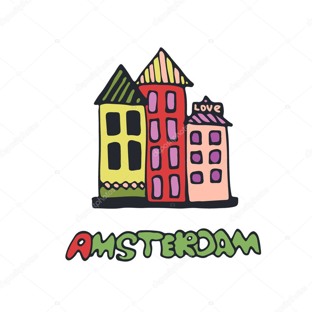 Red light district Vector icon. Hand drawn print. Amsterdam sticker design.
