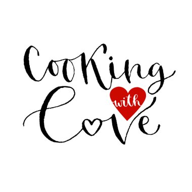 El yazısı tebrik kartı. Yazdırılabilir teklif şablonu. Kaligrafik vektör illüstrasyon. Sevgiyle yemek pişirmek.