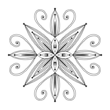 Süs vintage mandala. Çiçek süsü deseni. Yetişkin boyama sayfası veya dekorasyon için vektör. Yaratıcı iç baskı.