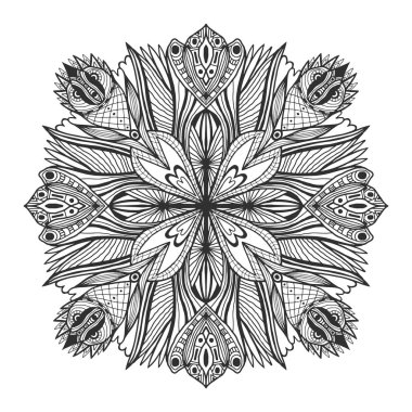 Süs çiçek mandala. Dövme süsleme deseni. Yetişkin boyama sayfası veya dekorasyon için vektör. Yaratıcı iç baskı.