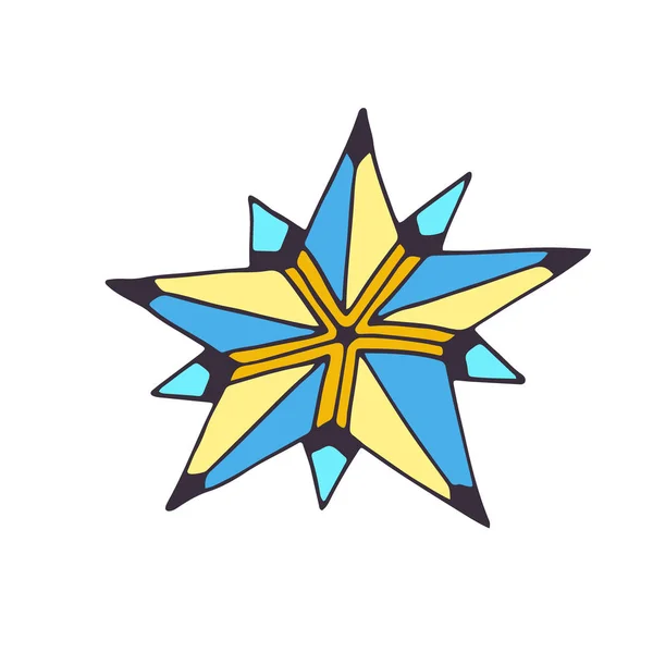 Estrella aislada. Icono de vector colorido. Ilustración vectorial dibujada a mano . — Vector de stock