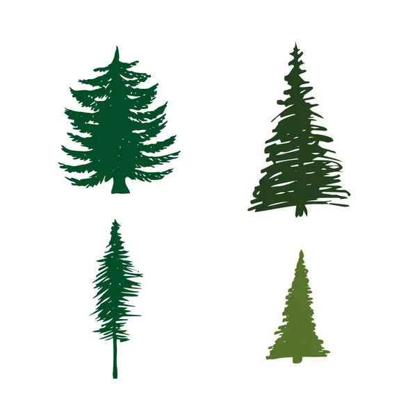 Bosquejos de árboles de Navidad. Elementos aislados hechos a mano. Silueta Gren Vector . — Vector de stock