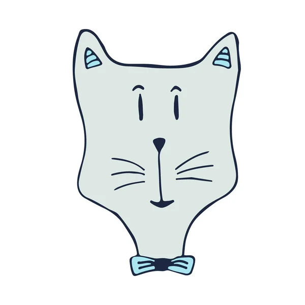 Икона Серого кота. Векторная печать плаката, наклейки, дизайн рубашки . — стоковый вектор