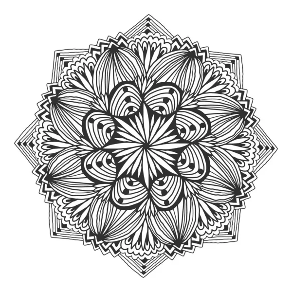 Díszítő virágos Mandala. Kreatív dísz mintázat. Vektor a tetoválás művészet vagy Henna. Kreatív belső nyomat. — Stock Vector